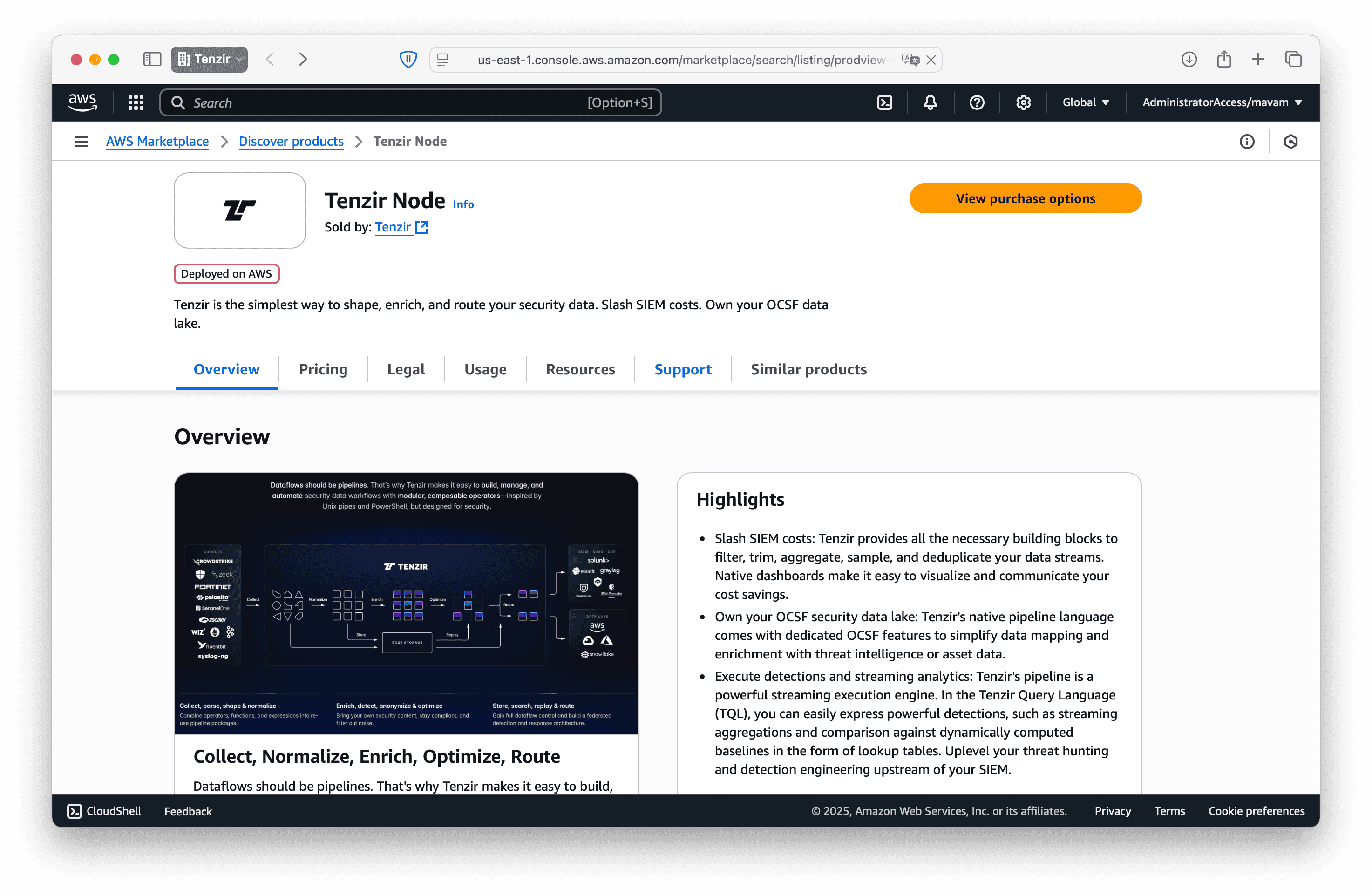 AWS Marketplace Tenzir Node
