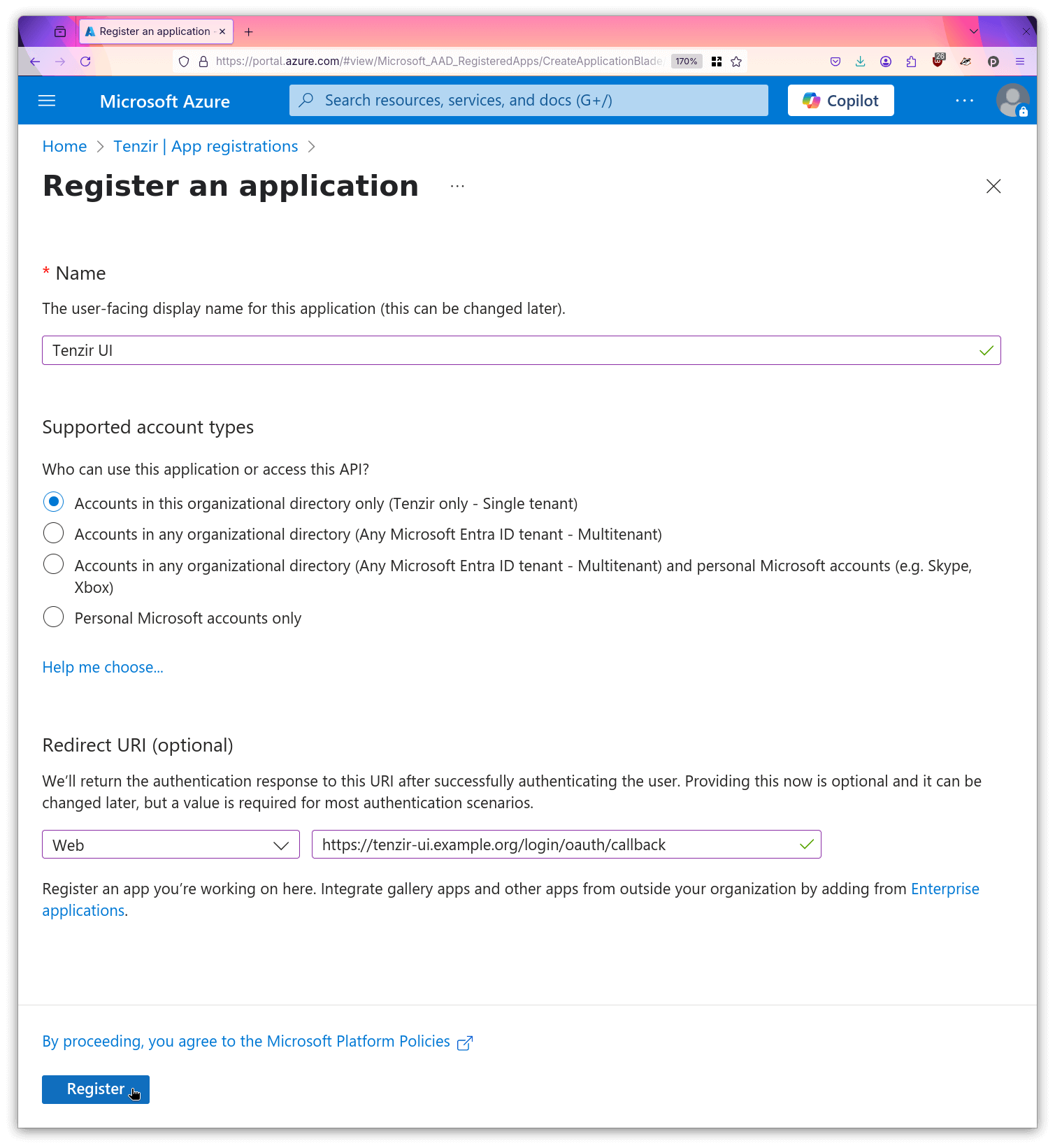 Register UI