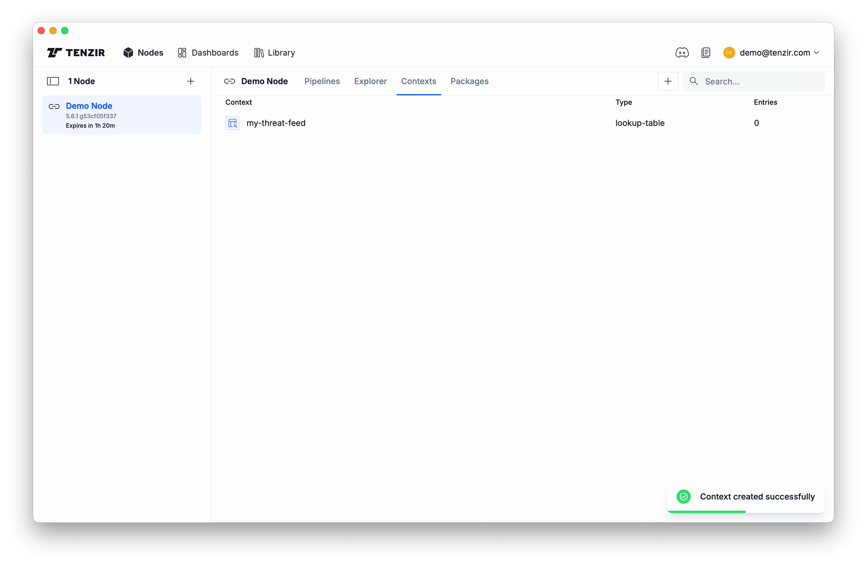 View created context