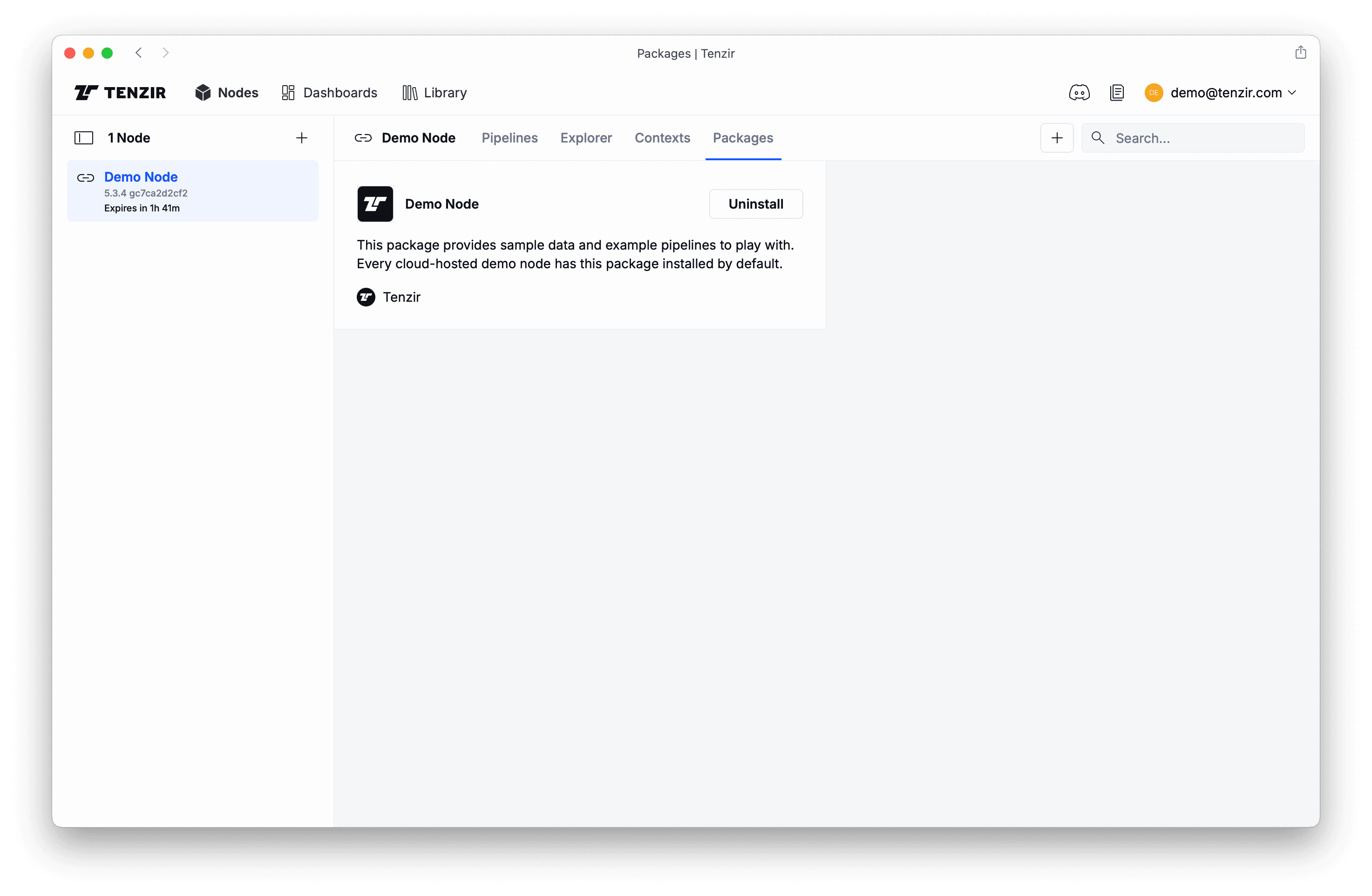 Demo node package installed