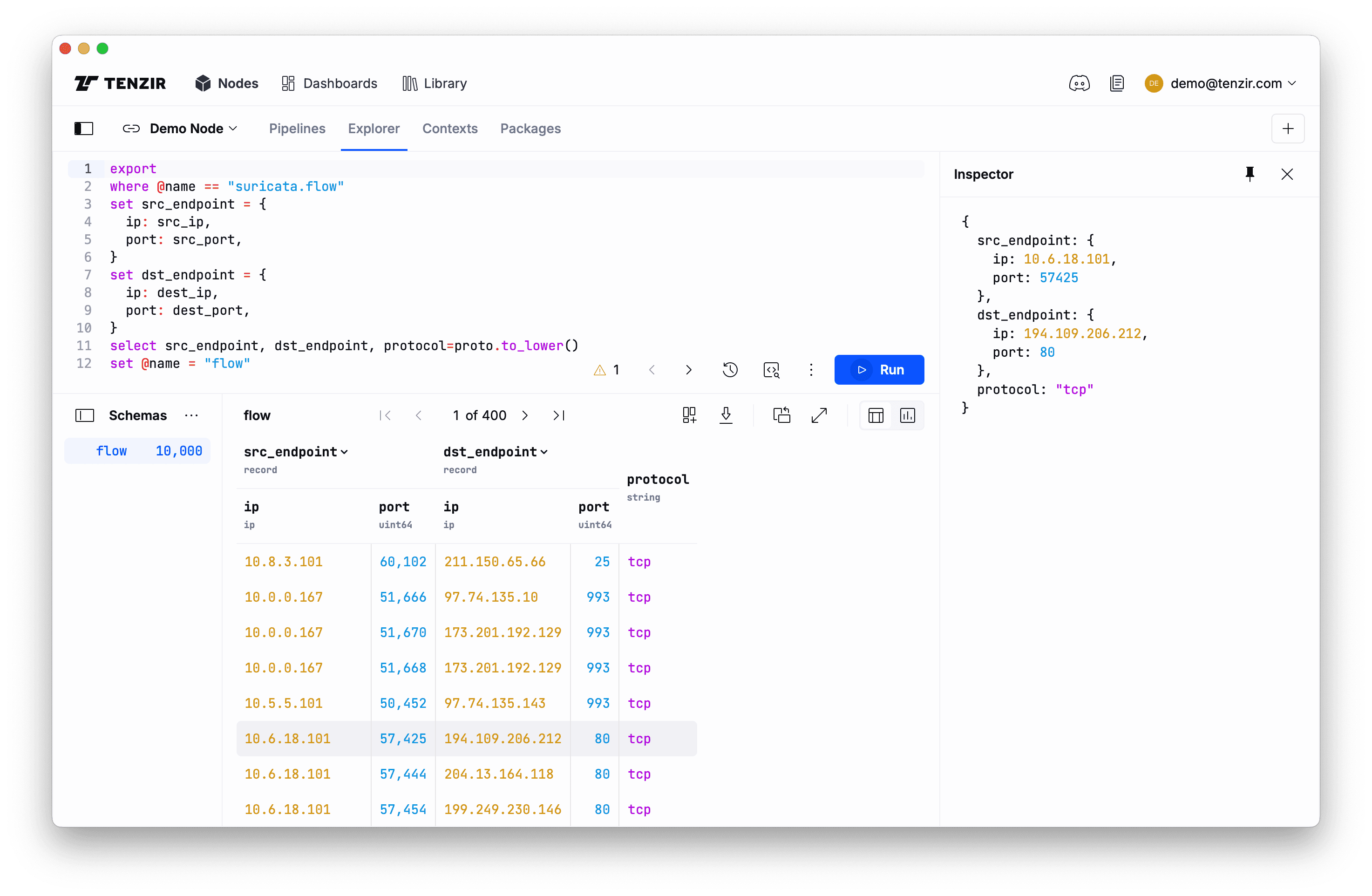 Reshaping Suricata flow logs