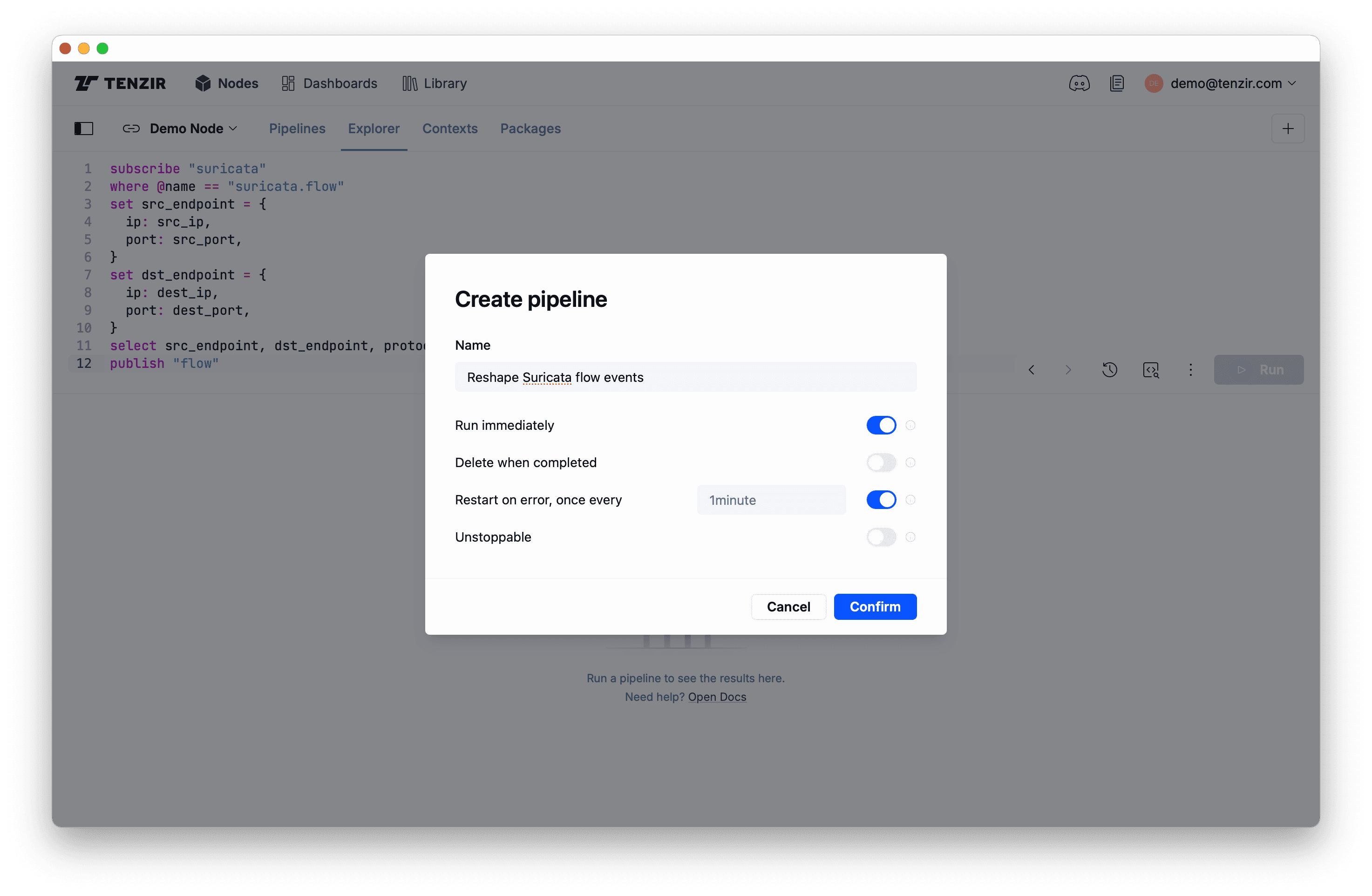 Deployment modal
