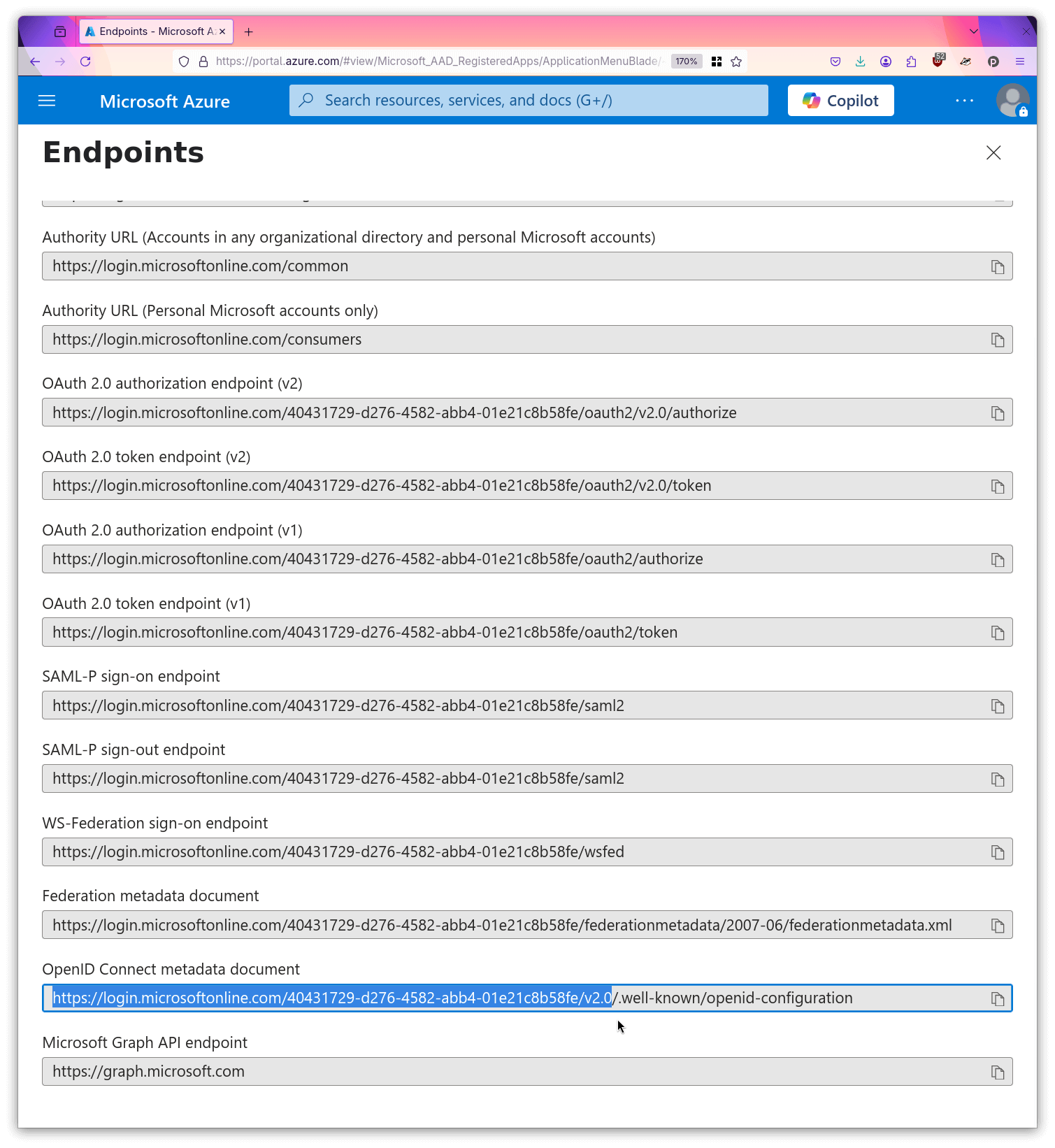 Copy Issuer URL