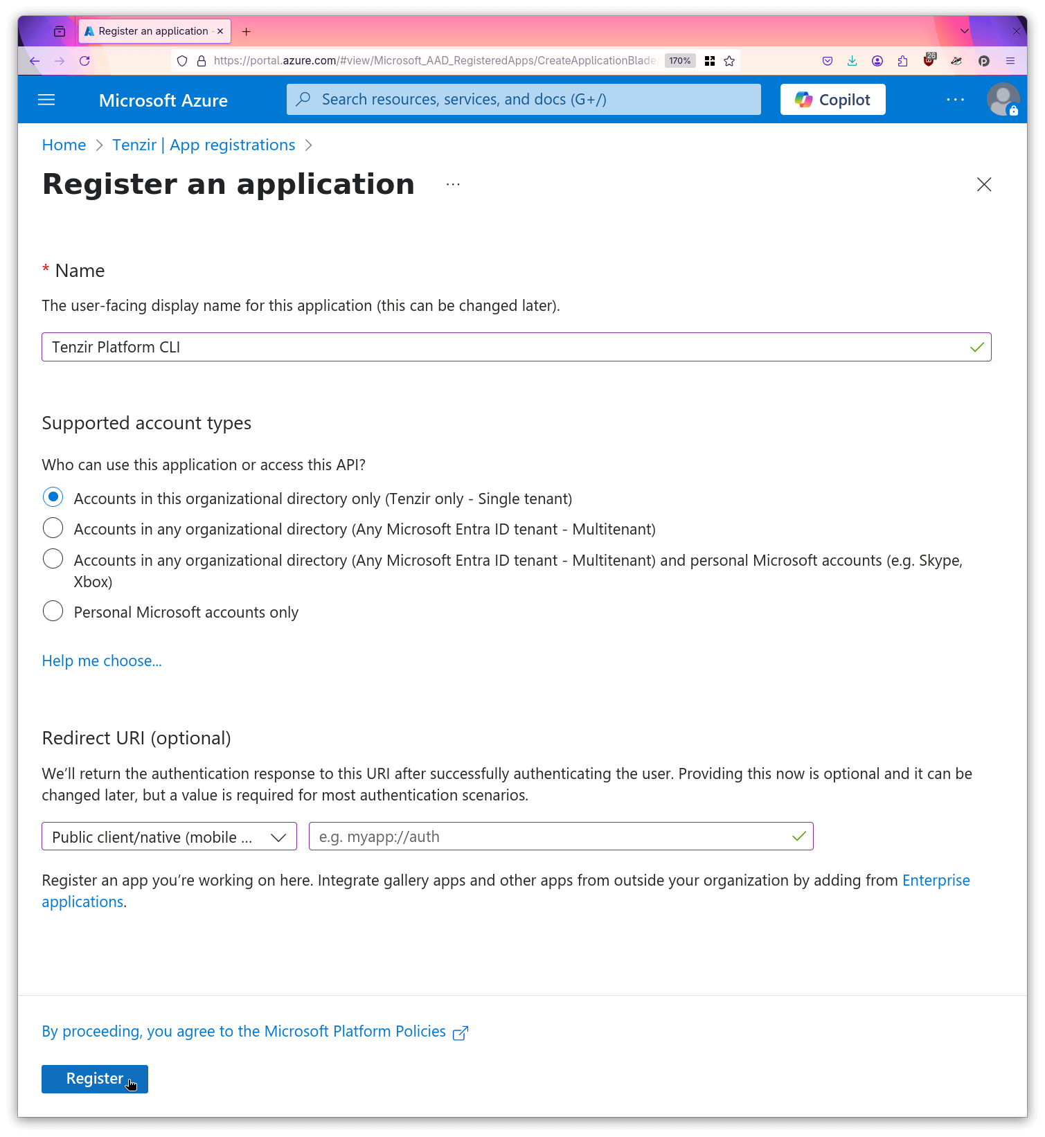 Register CLI
