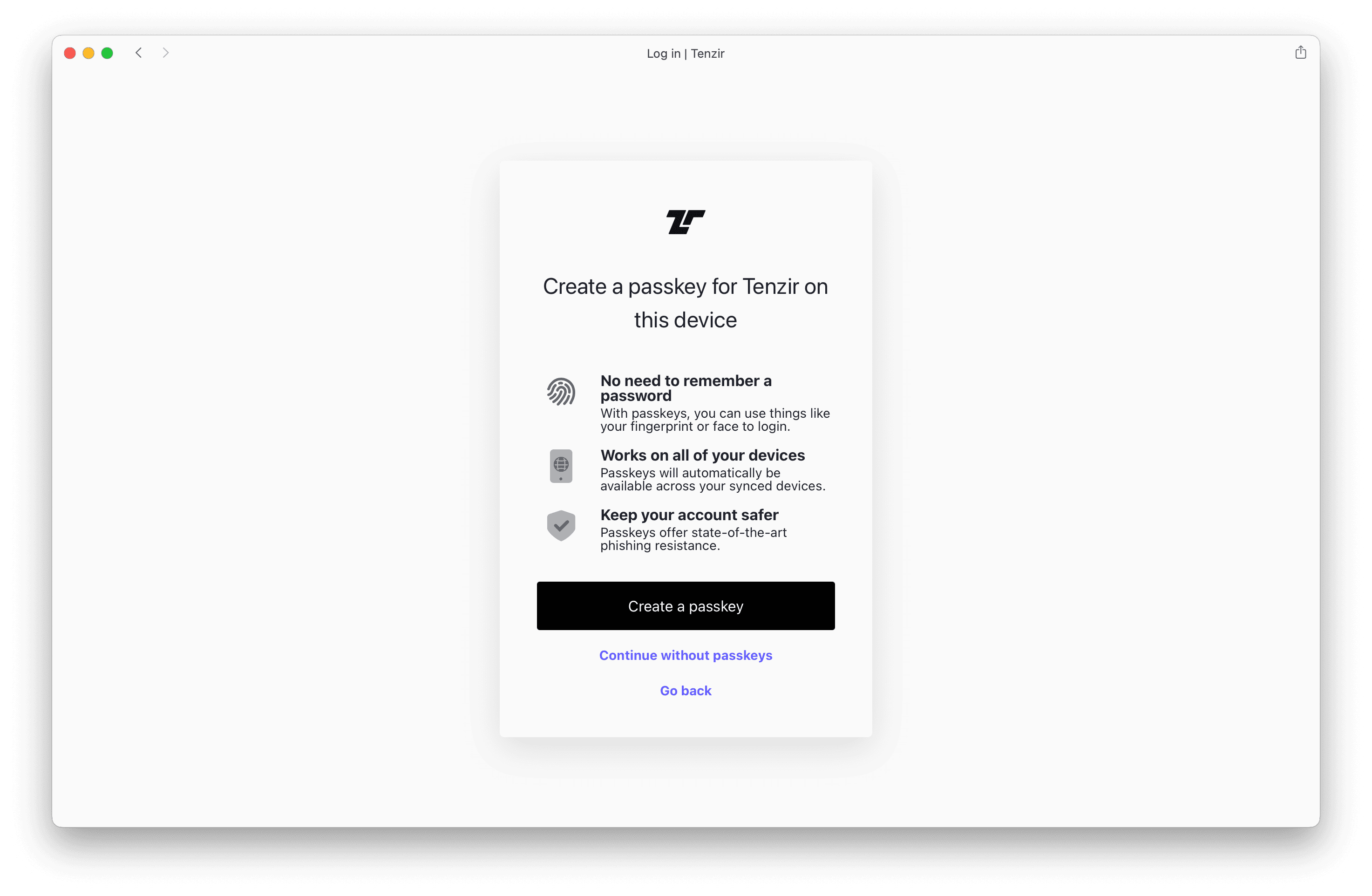 Create passkey